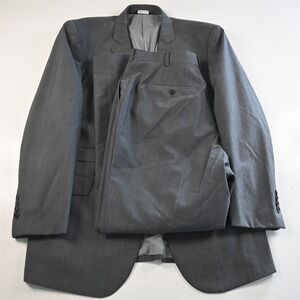 Coogi Luxe 46R 34x32 Gray Wool Sharkskin Mens Jacket Pants Suit